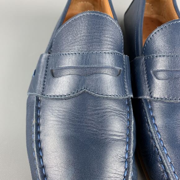 RALPH LAUREN Size 7.5 Navy Solid Leather Drivers Loafers main image 7